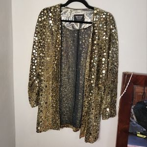 1980s, PG Collections by Ginger Bort, free flowing golden shimmer cardigan